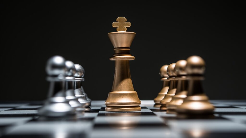 Chess photographed on chessboard while the game begin.